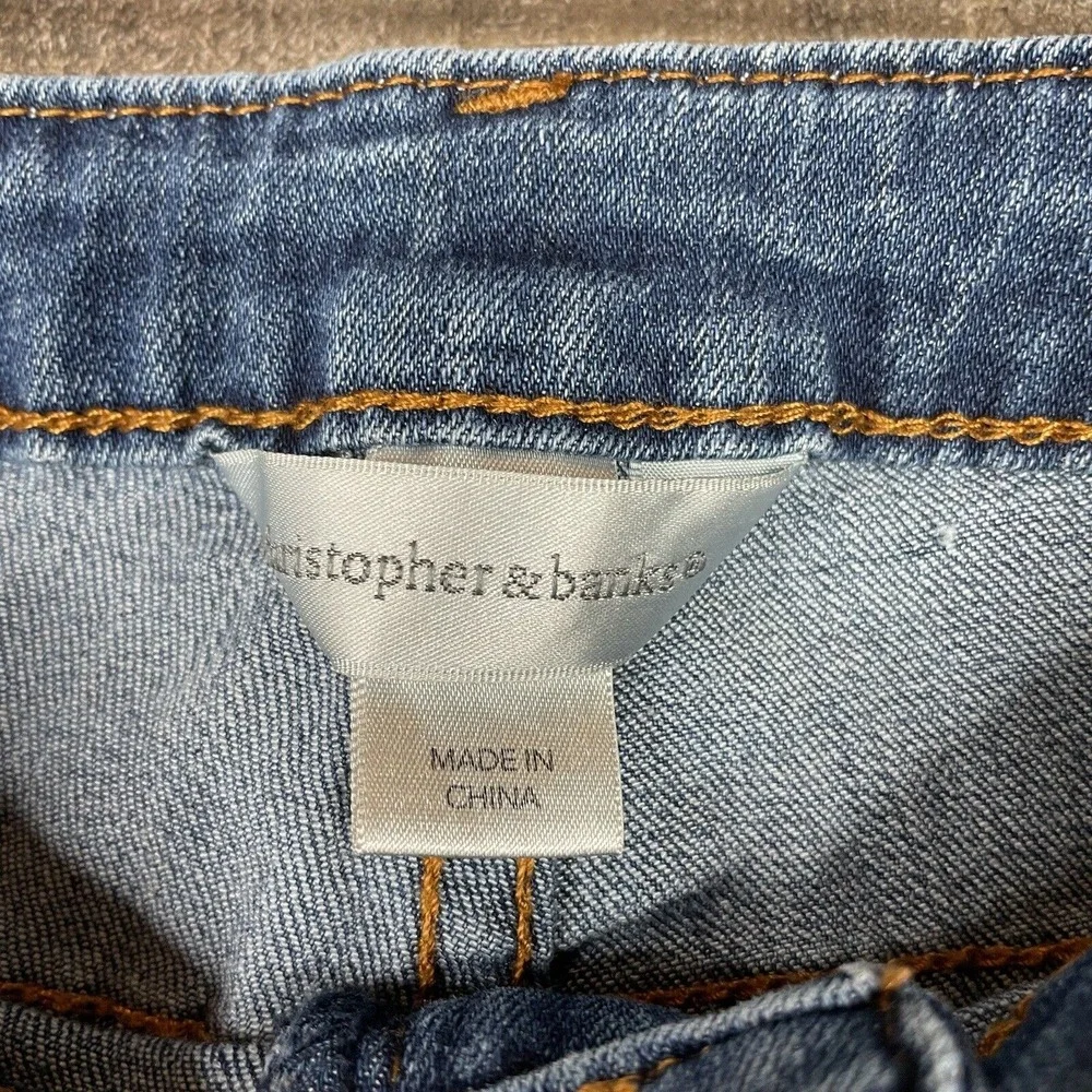 CHRISTOPHER and  BANKS Women's Jeans‎ Size 10 Blue Stretch Denim Bling Hem